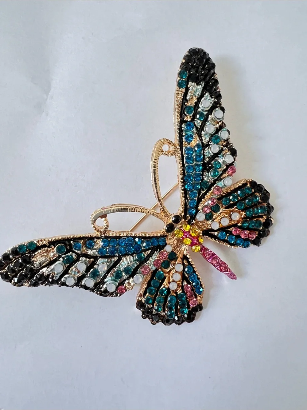 Multicolor Crystal Butterfly Brooch